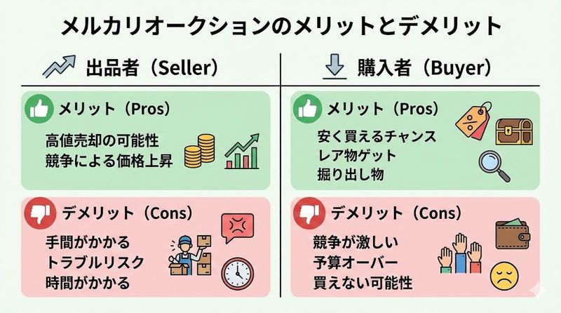 4.メルカリオークションのメリットとデメリット