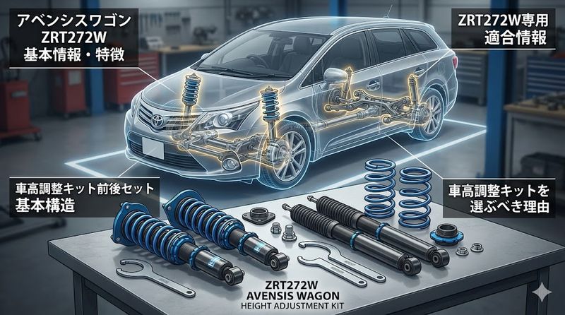 1.車高調整キット前後セットZRT272Wアベンシスワゴンとは