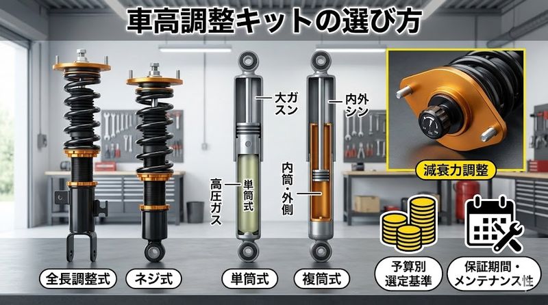 2.車高調整キット前後セットの選び方